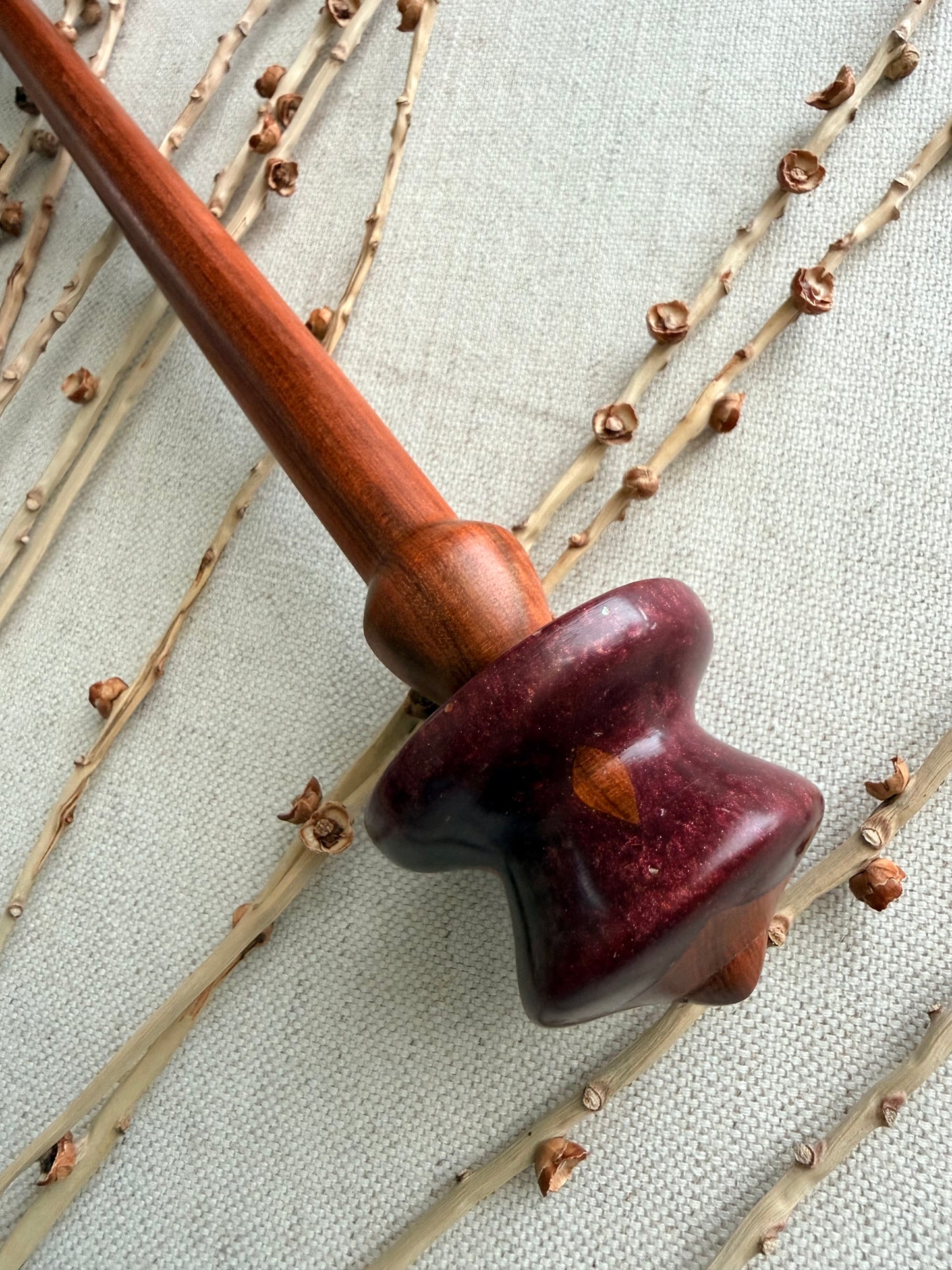 Red Heart With Burgundy Resin Support Spindle