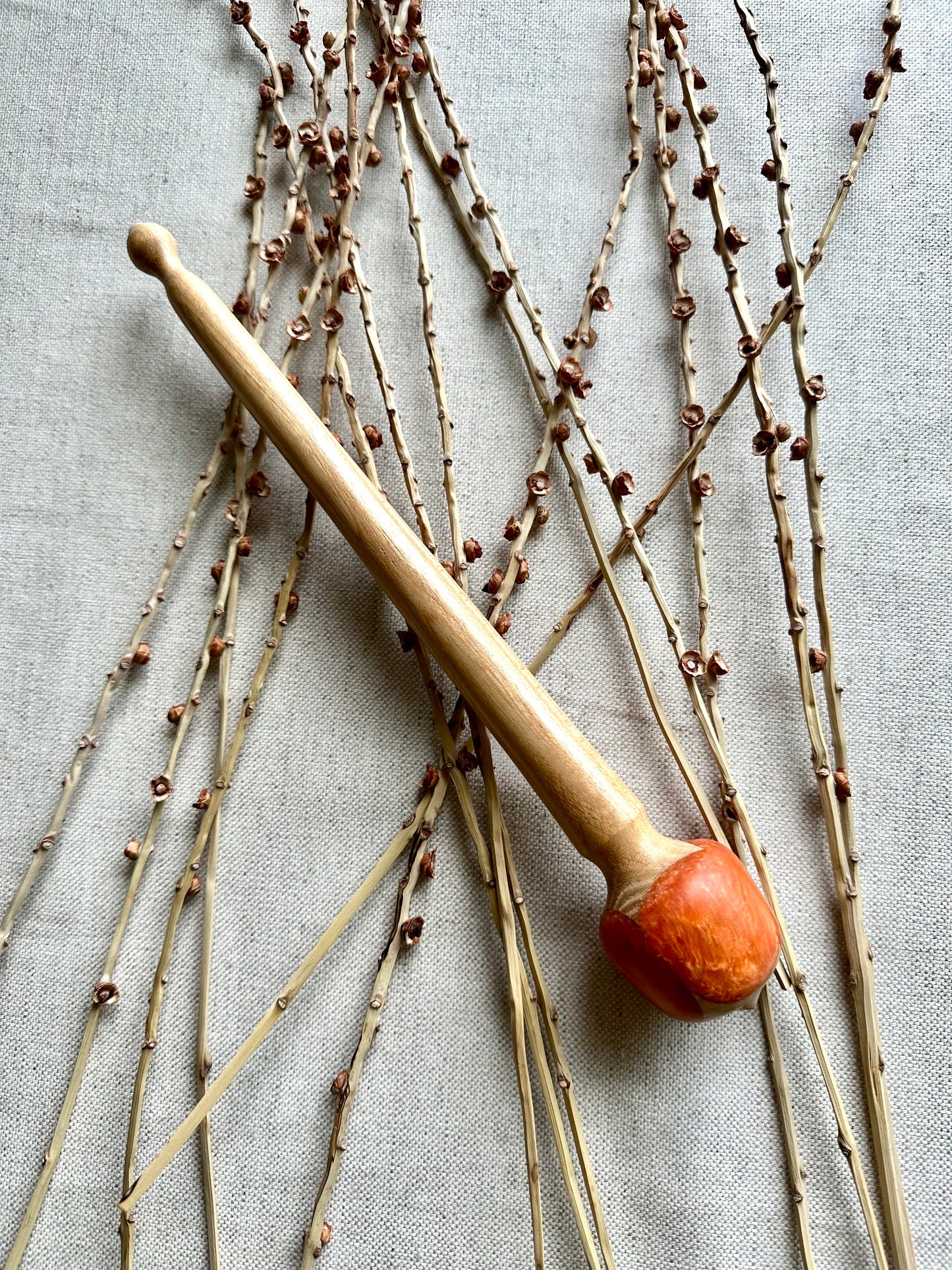 Locust with Orange Resin Support Spindle