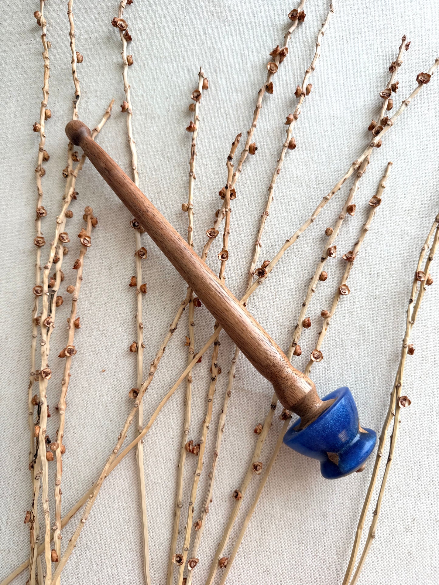 Acacia With Blue Resin Support Spindle