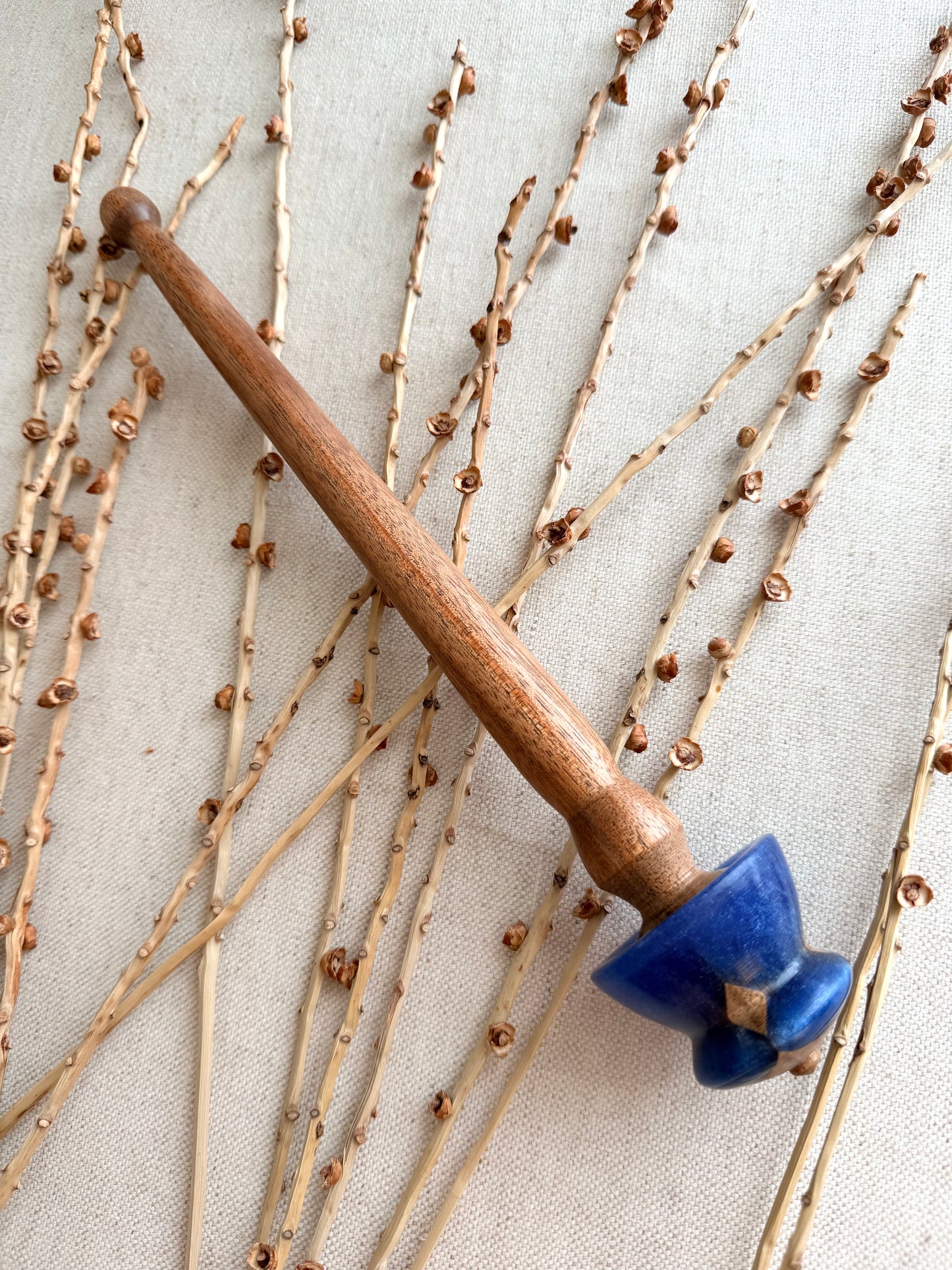Acacia With Blue Resin Support Spindle