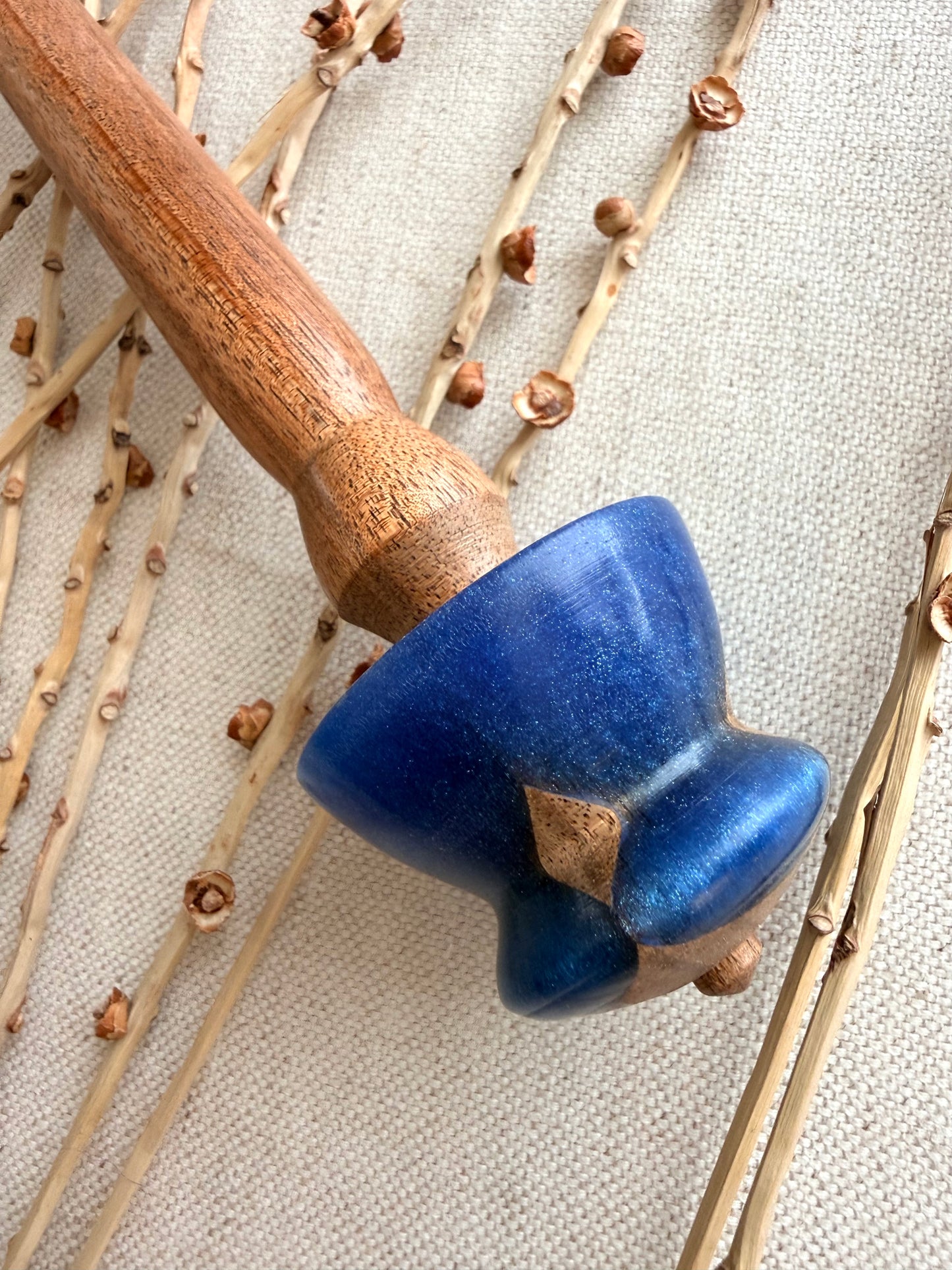Acacia With Blue Resin Support Spindle