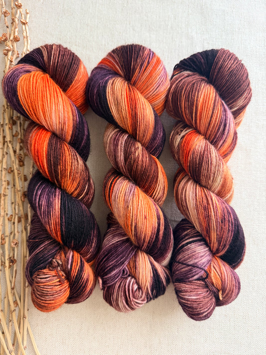 Black Cats Prowling & Pumpkins Glowing - SW Wool Recycled Nylon 100g