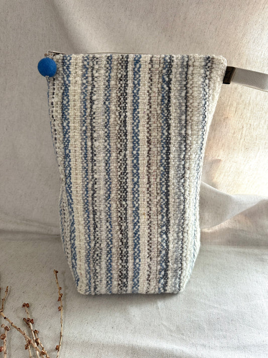 Off White Blue Big Handwoven Bag