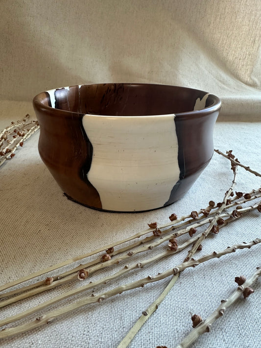 Exotic Wood Bowl With White Resin