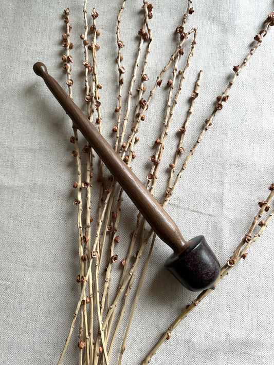 Walnut Support Spindle With Brown Resin