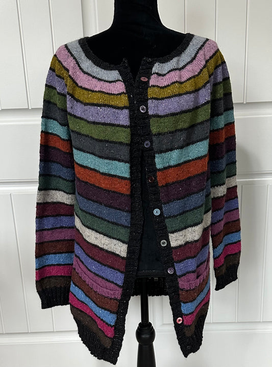 Multi-Colored Striped Cardigan With Pockets