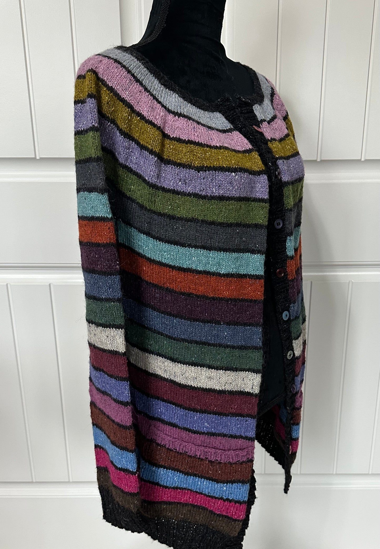 Multi-Colored Striped Cardigan With Pockets