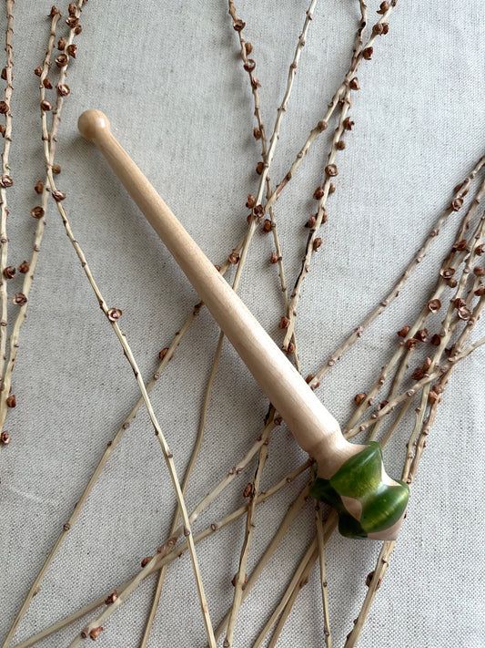 Hard Maple Support Spindle With Green Resin