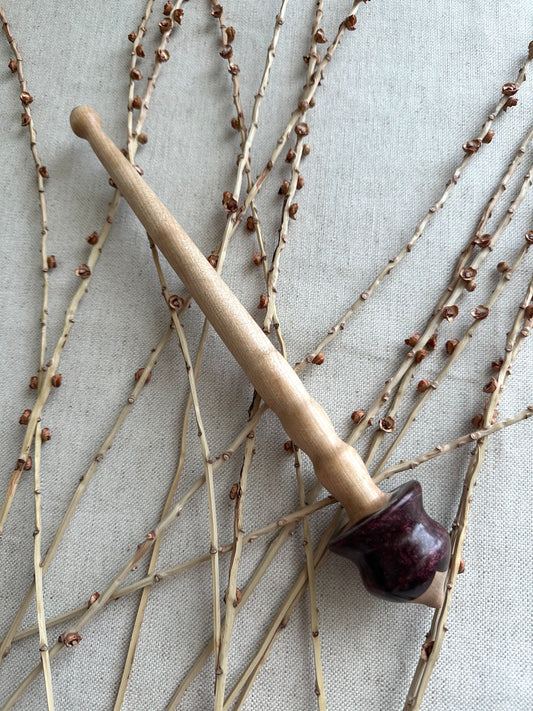 Flame Birch Support Spindle With Aubergine Resin