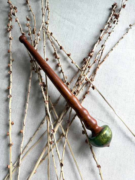 African Mahogany Support Spindle With Green Resin