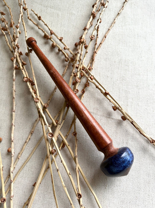 Nicaraguan Rosewood Support Spindle With Blue Resin