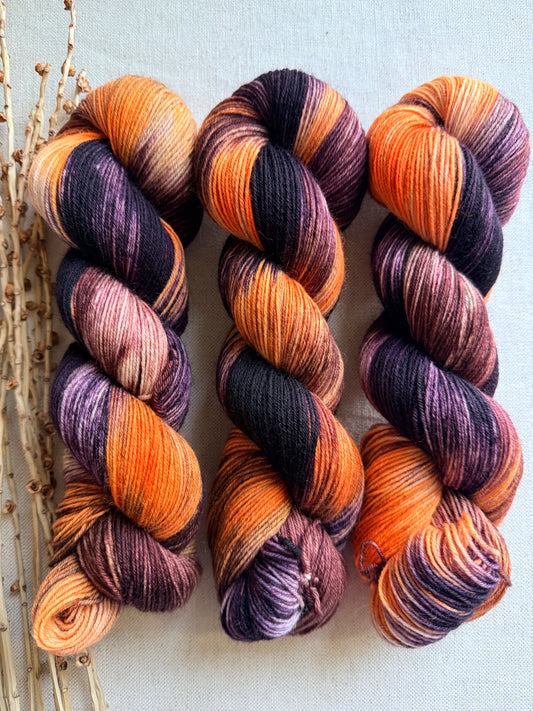 Black Cats Prowling & Pumpkins Glowing - SW Wool Recycled Nylon 100g