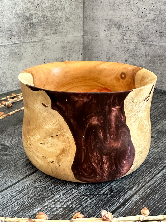 Flaming Box Elder Bronze Resin Hand Turned Bowl