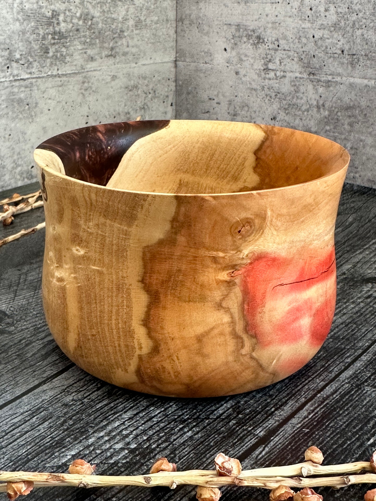 Flaming Box Elder Bronze Resin Hand Turned Bowl