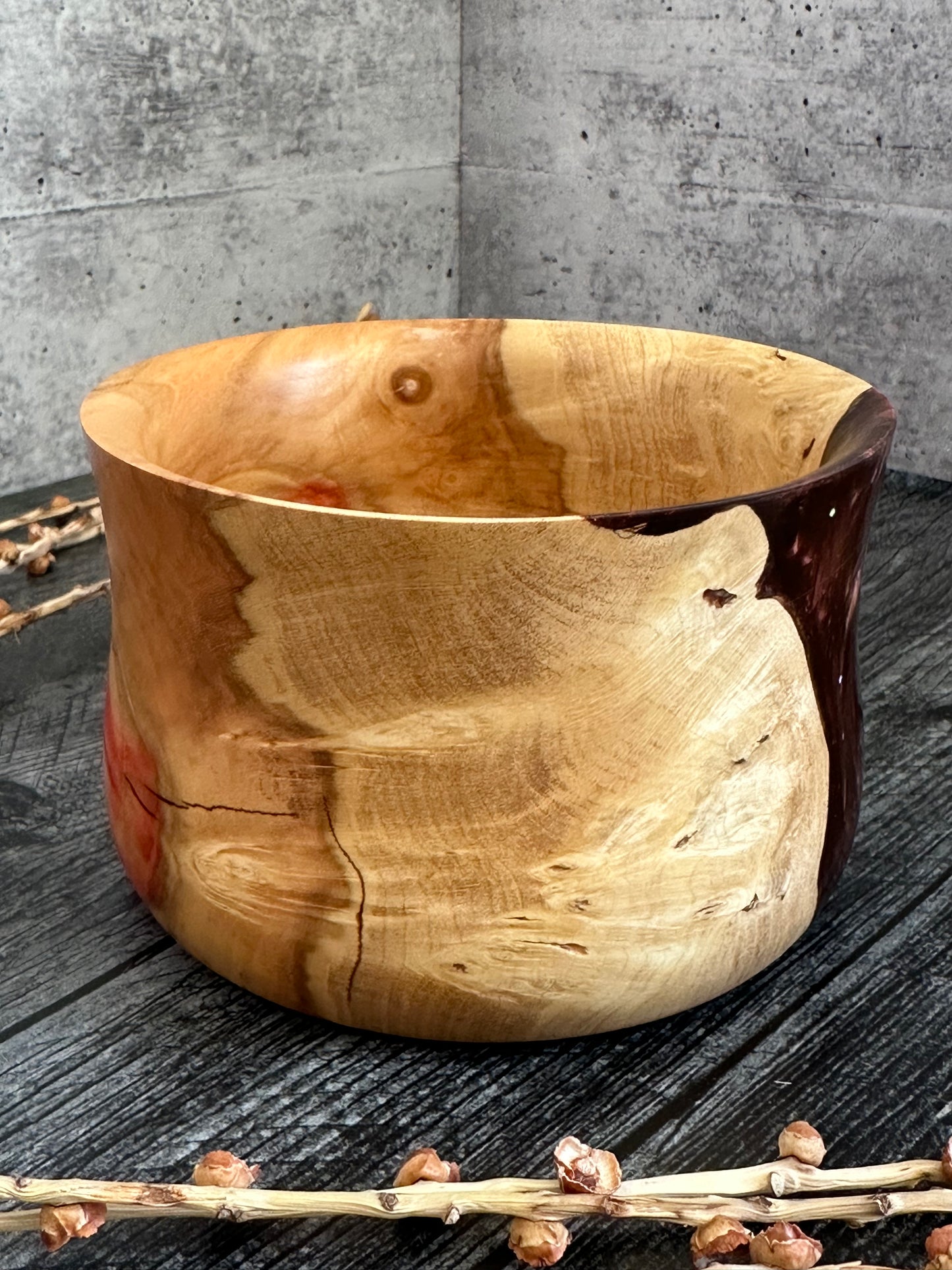 Flaming Box Elder Bronze Resin Hand Turned Bowl