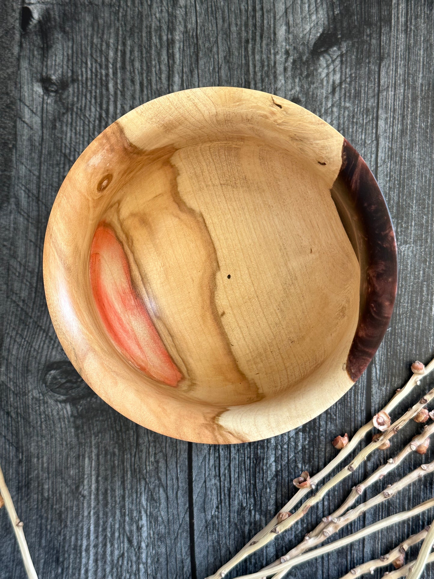 Flaming Box Elder Bronze Resin Hand Turned Bowl
