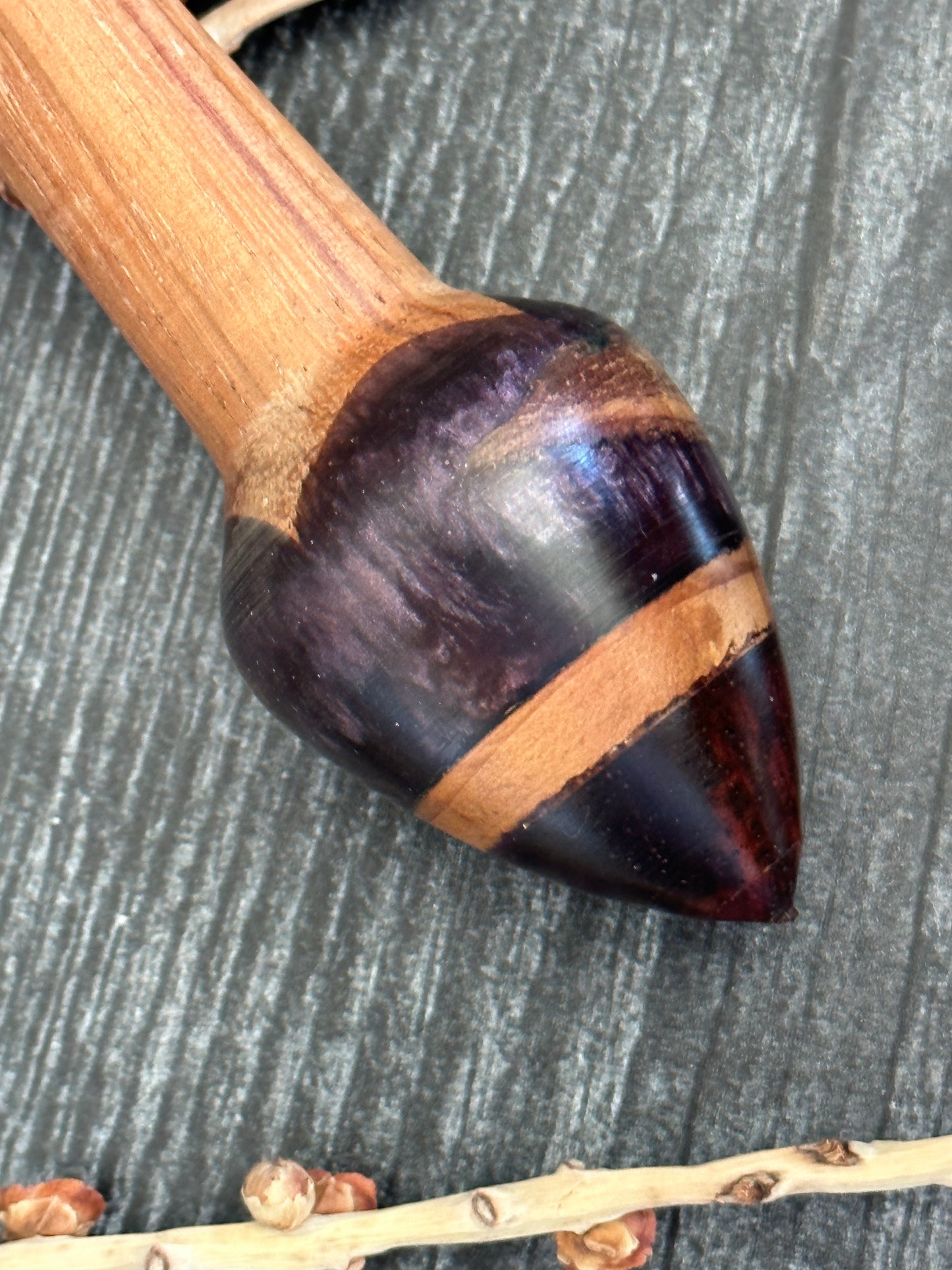 Exotic Wood Support Spindle With Purple Resin