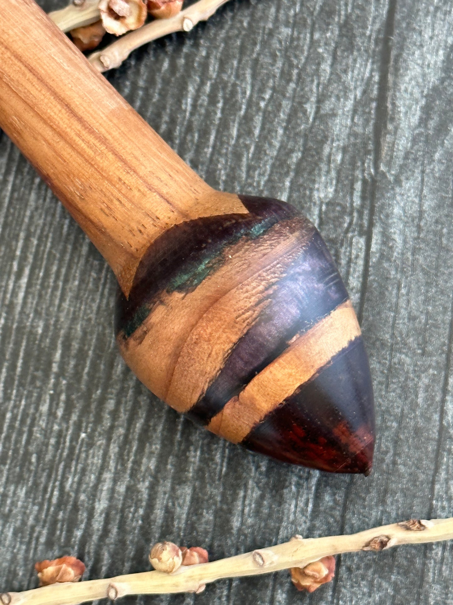 Exotic Wood Support Spindle With Purple Resin