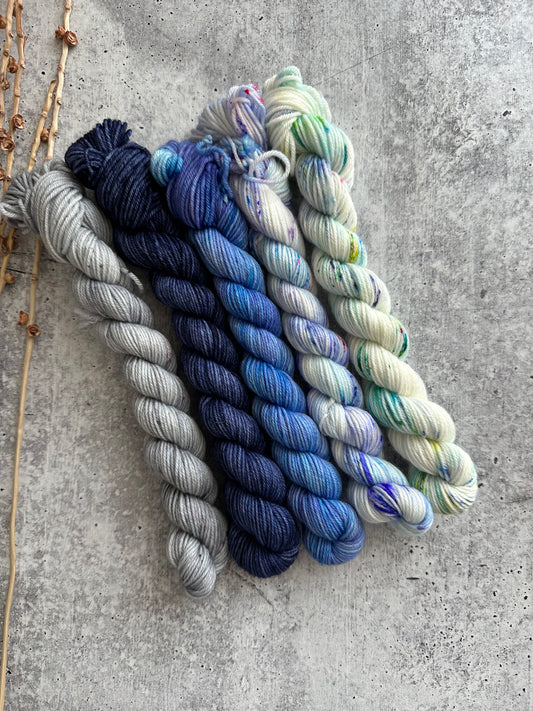 Carbon Glacier - A Washington State Colorway - SW Merino Nylon Mini Skein Set