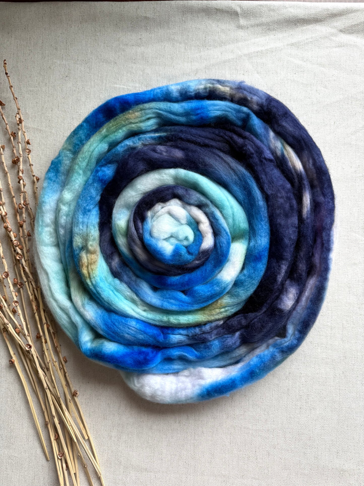 Nothing But Blue Sky Polwarth Top Spinning Fiber