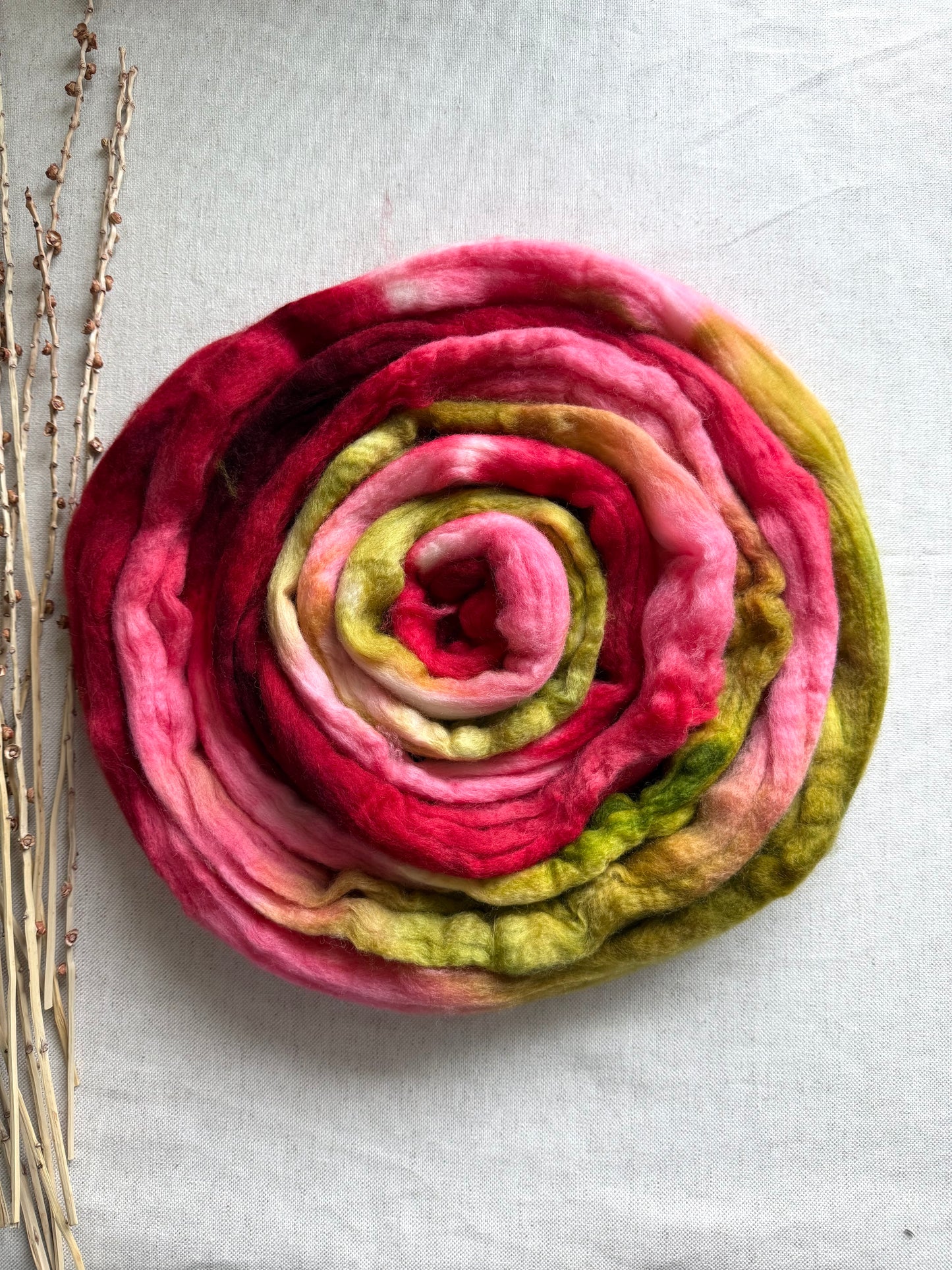 Christmas Rose Merino Top Spinning Fiber