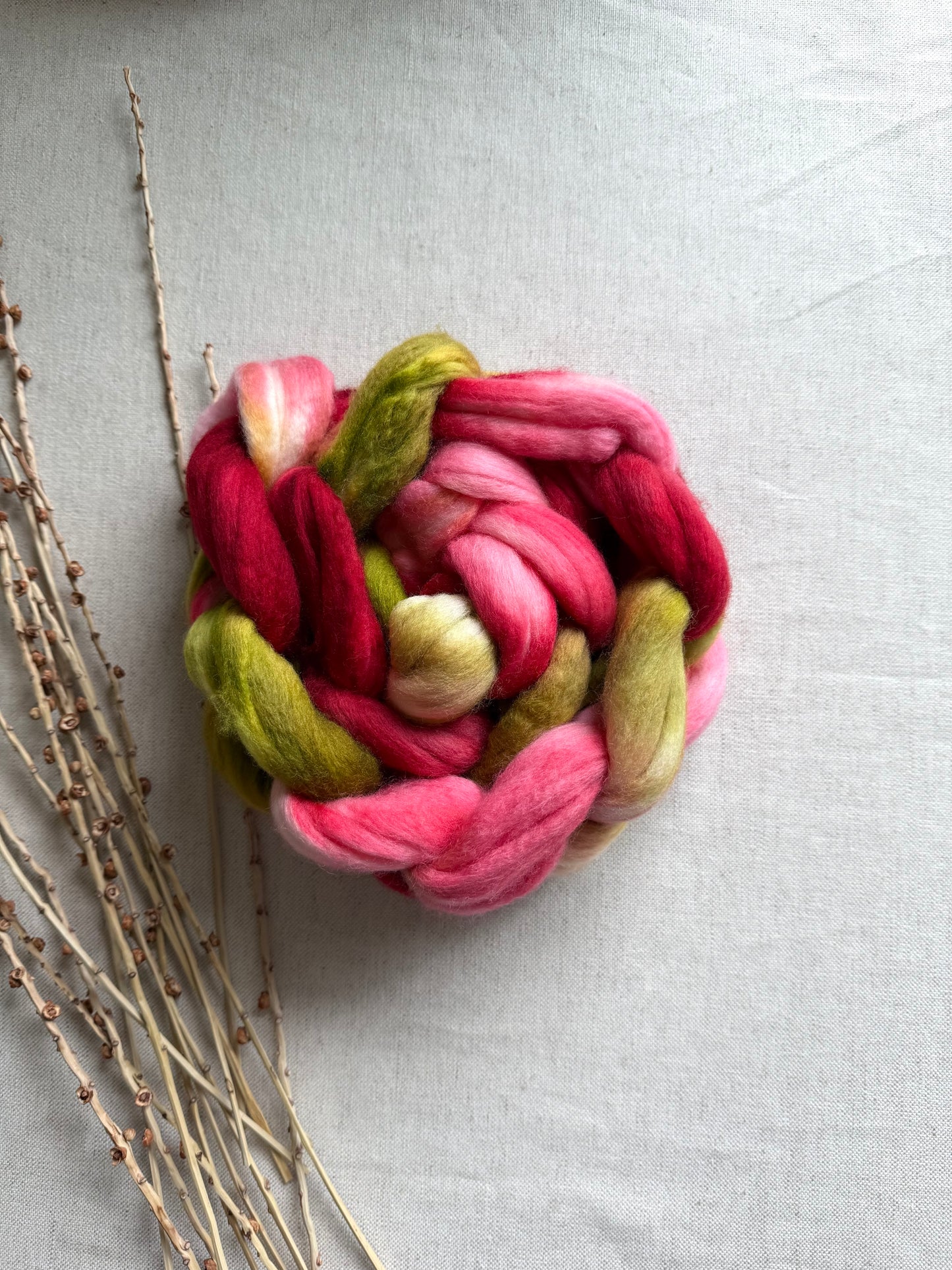 Christmas Rose Merino Top Spinning Fiber