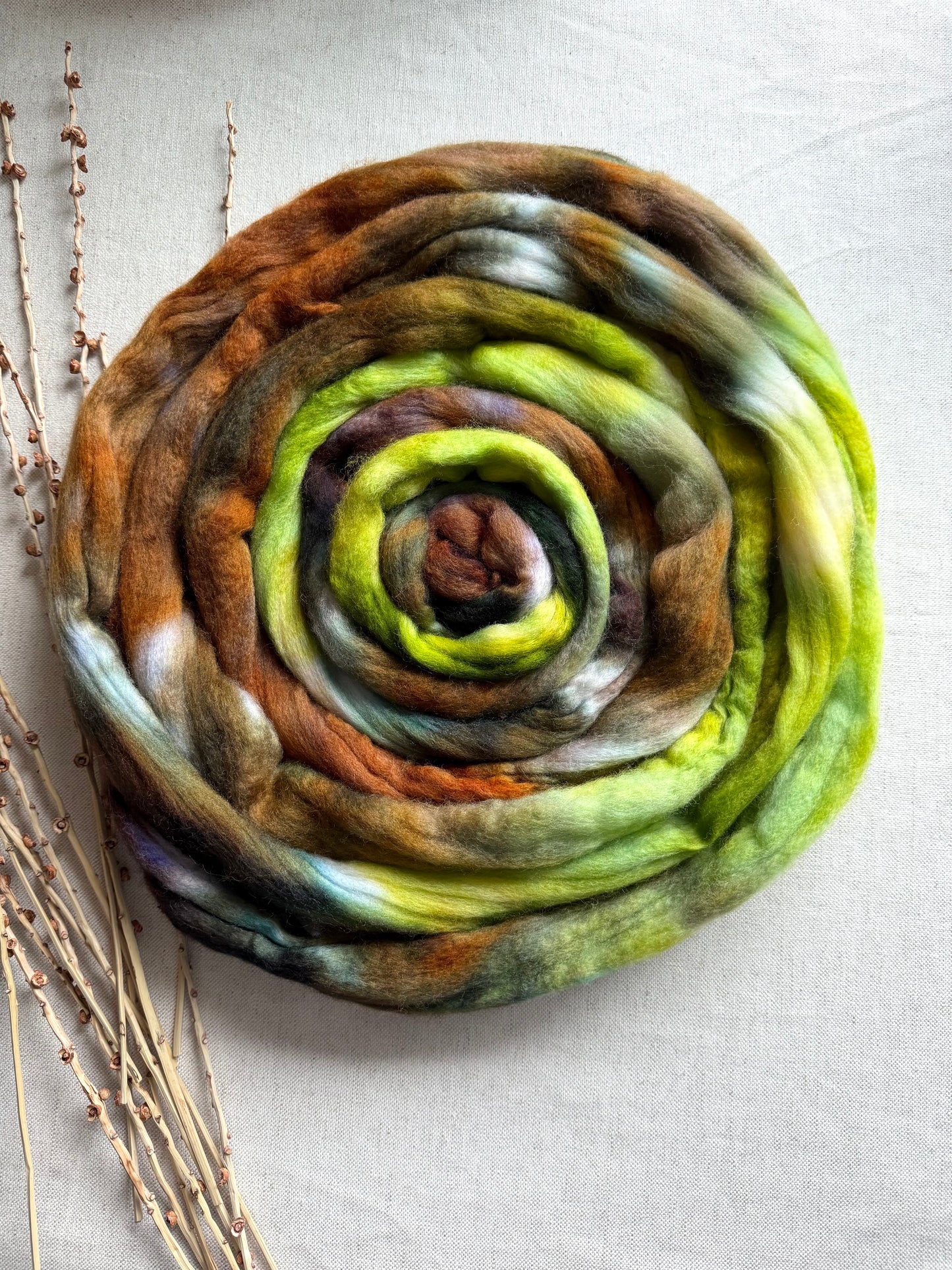 Grass Clippings Merino Top Spinning Fiber