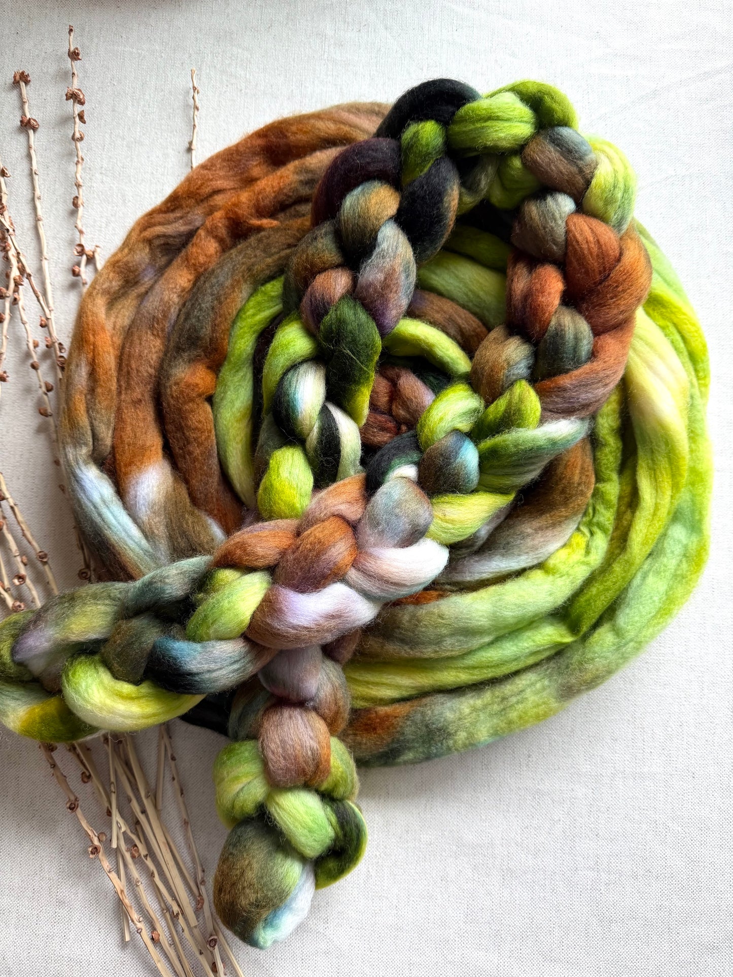 Grass Clippings Merino Top Spinning Fiber