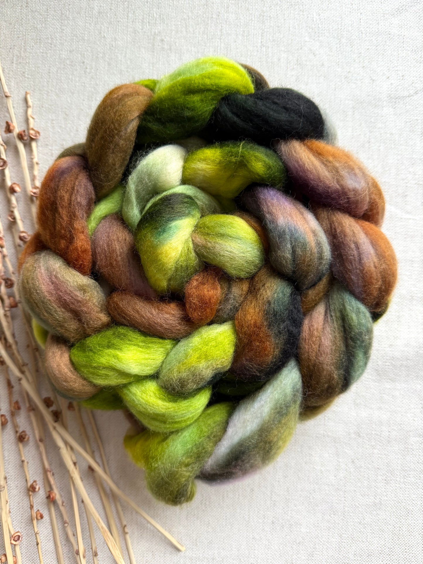 Grass Clippings Merino Top Spinning Fiber