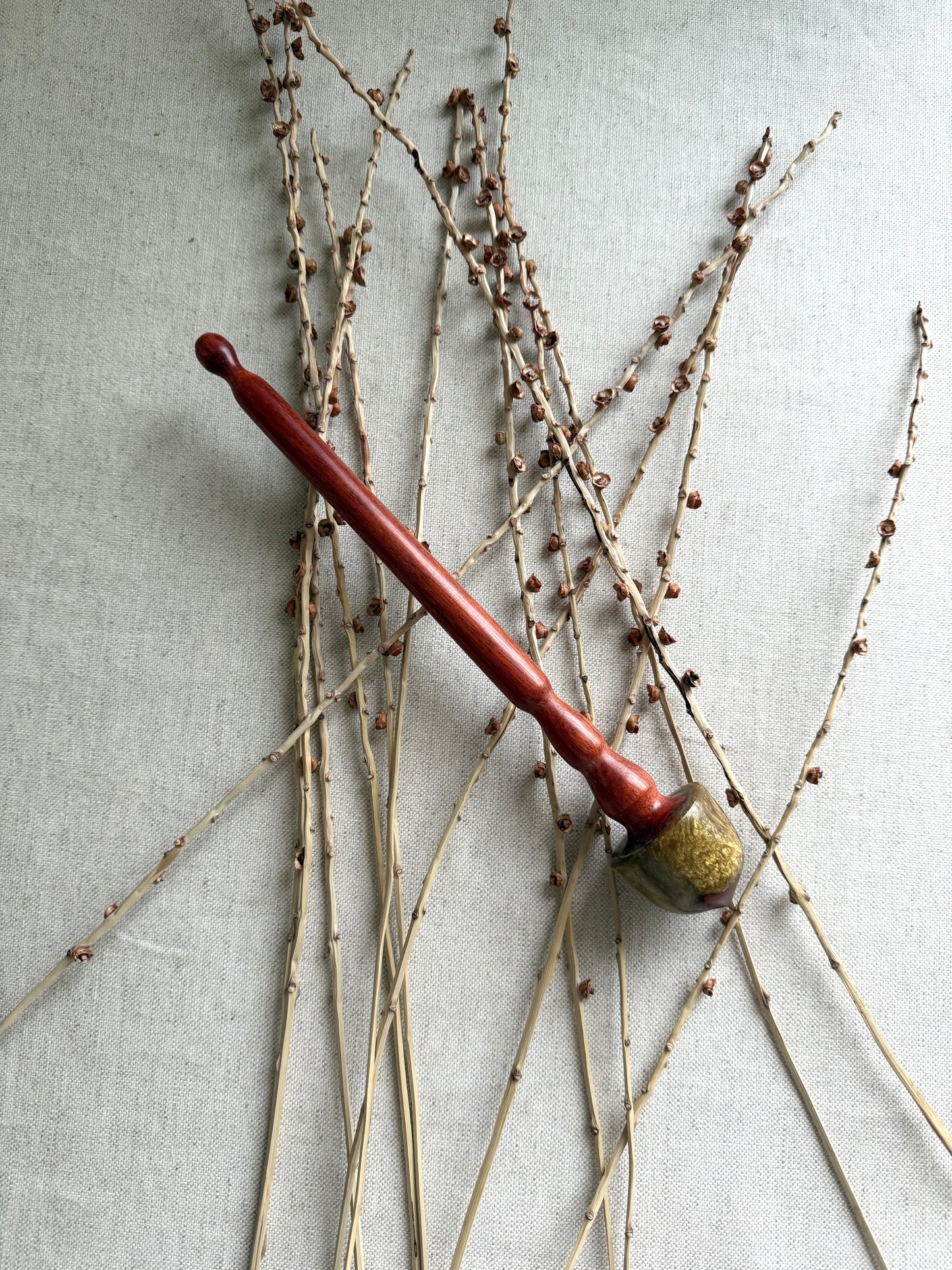 Bloodwood Support Spindle With Gold Resin