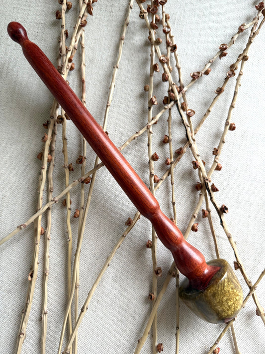 Bloodwood Support Spindle With Gold Resin