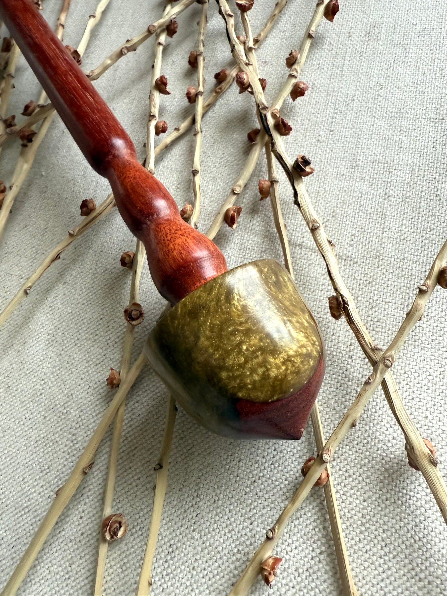 Bloodwood Support Spindle With Gold Resin