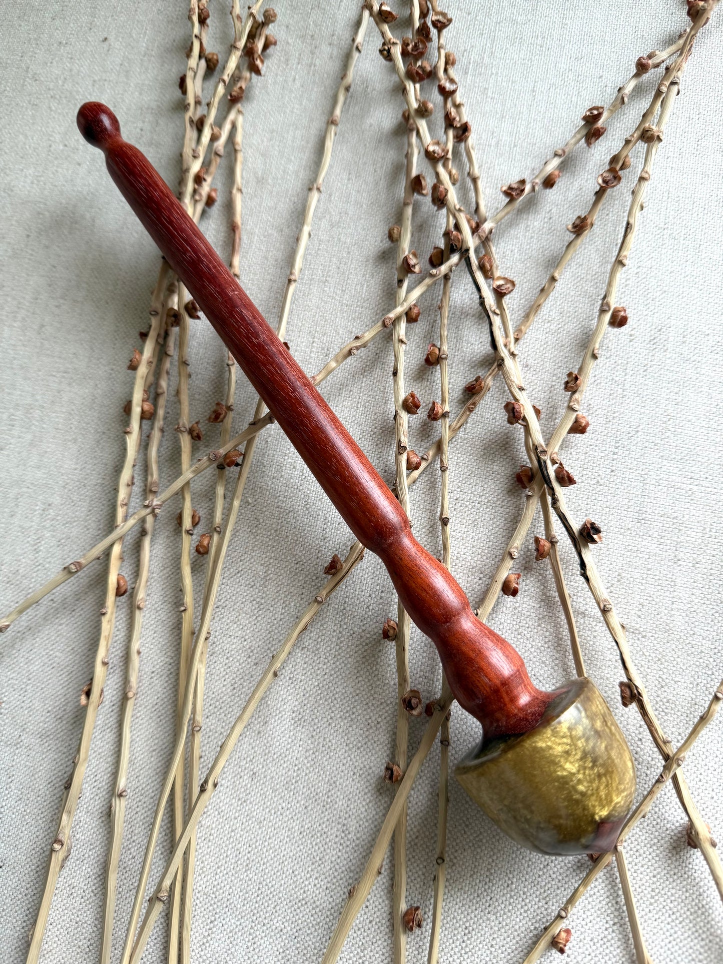 Bloodwood Support Spindle With Gold Resin