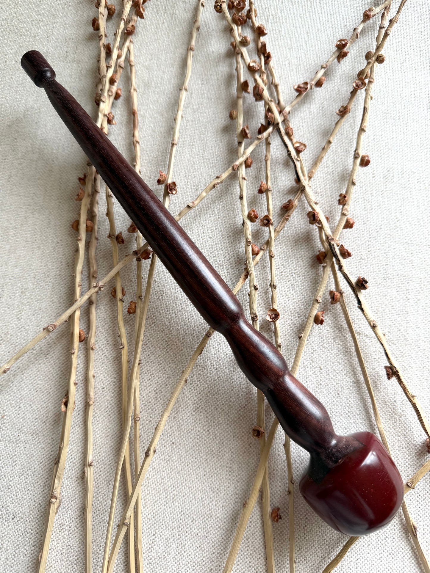 Rosewood Spindle With Red Resin