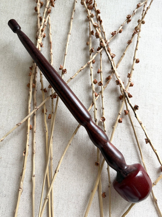 Rosewood Spindle With Red Resin