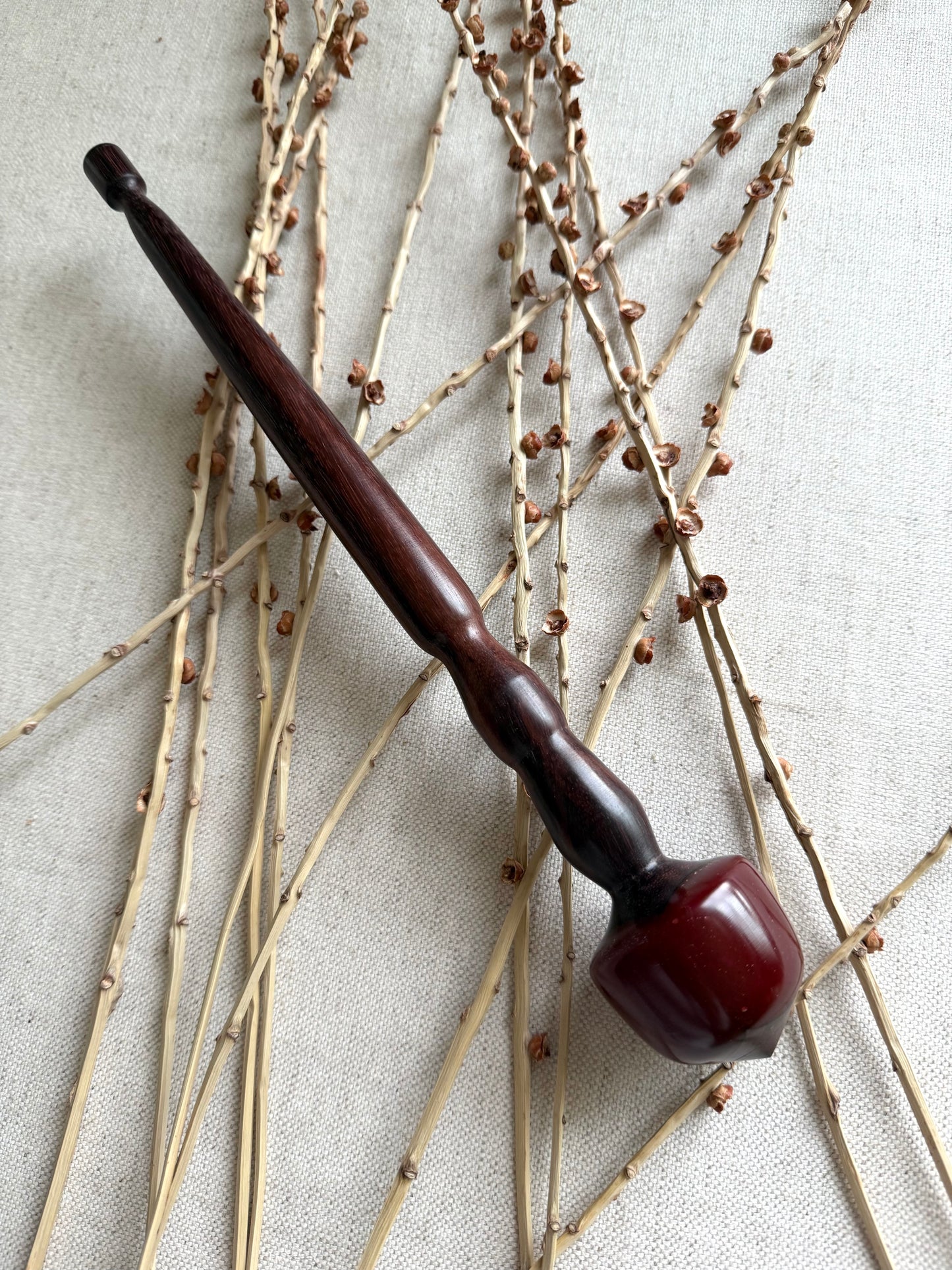 Rosewood Spindle With Red Resin