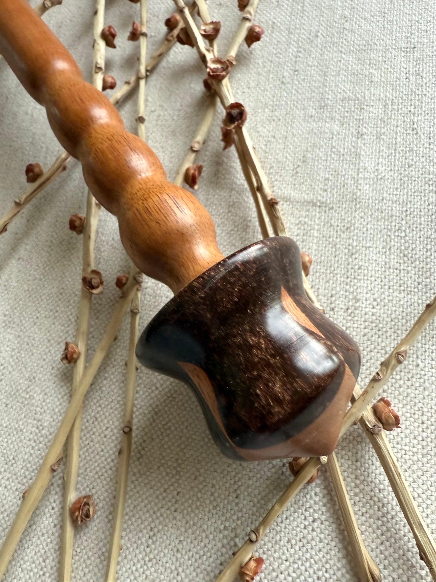 Mahogany Spindle With Brown Resin