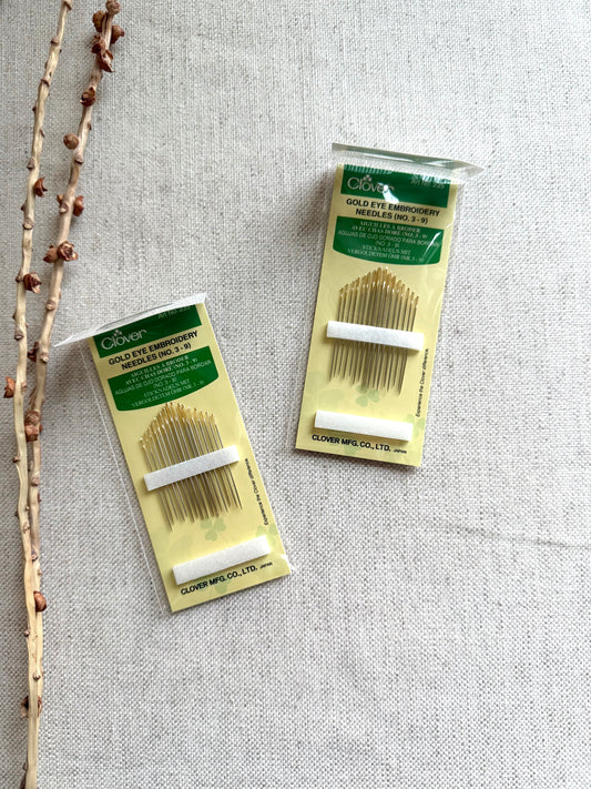 Clover Gold Eye Embroidery Needles #3-9