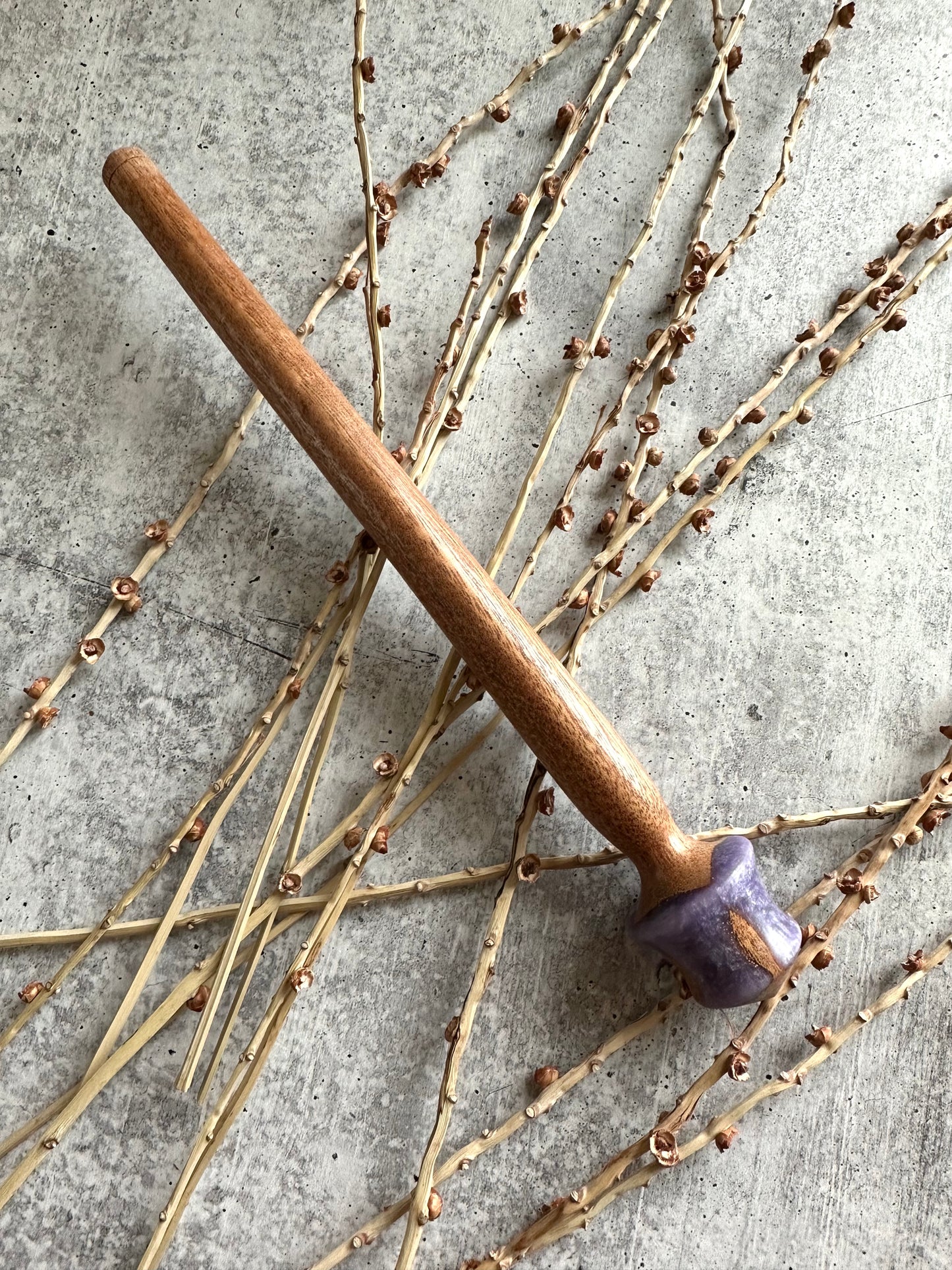 African Mahogany Support Spindle With Lavender Resin