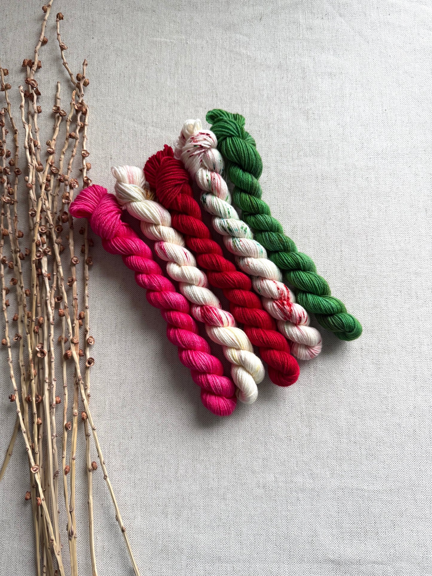 Twinkling Holly - SW Merino Nylon Mini Skein Set