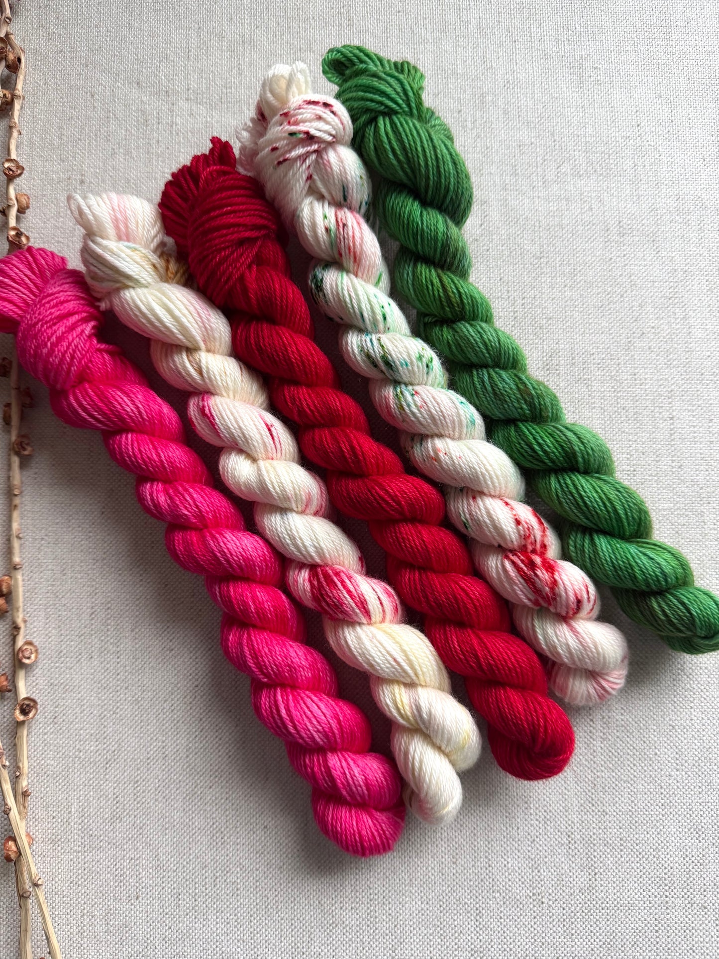 Twinkling Holly - SW Merino Nylon Mini Skein Set