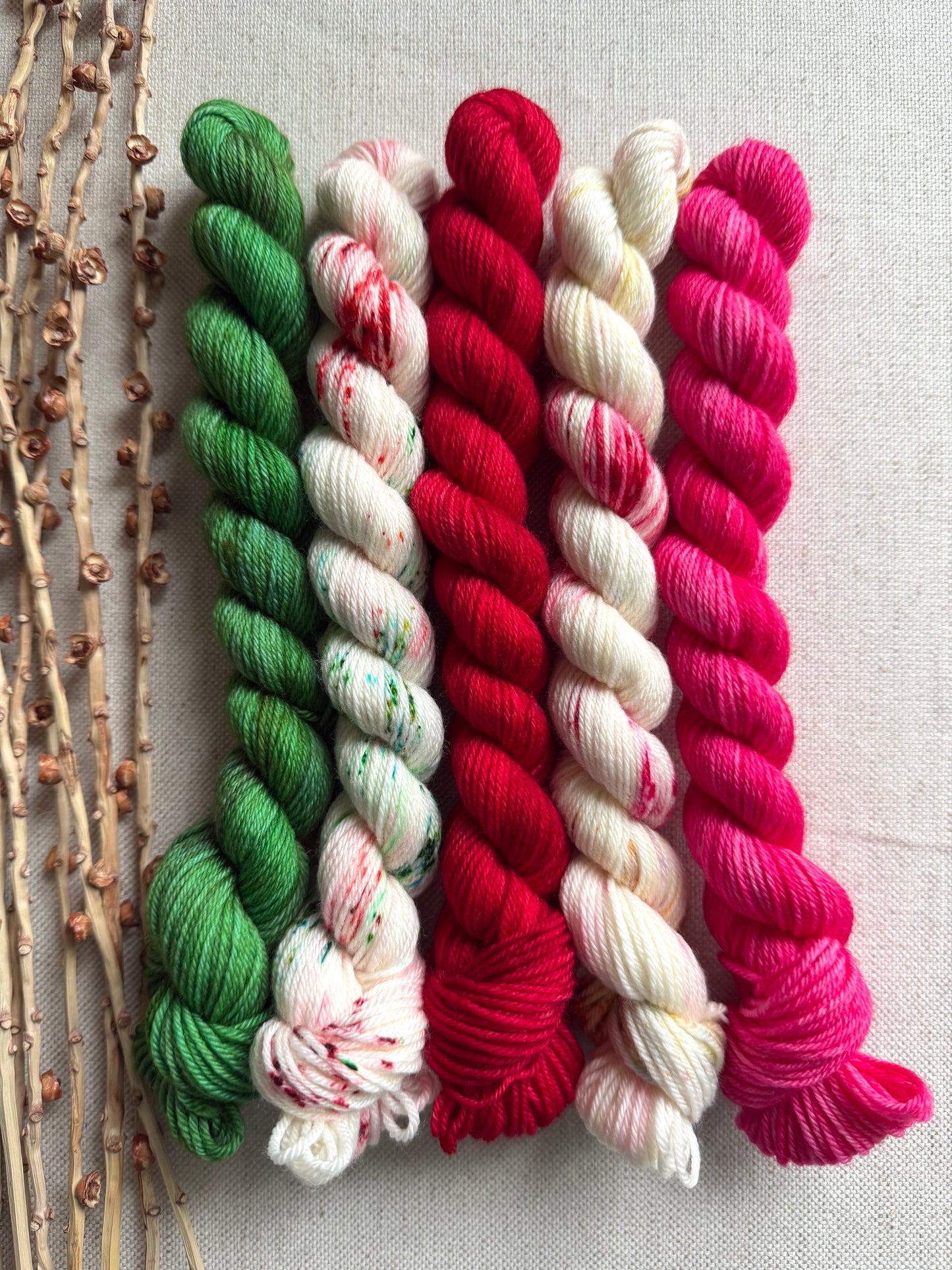 Twinkling Holly - SW Merino Nylon Mini Skein Set