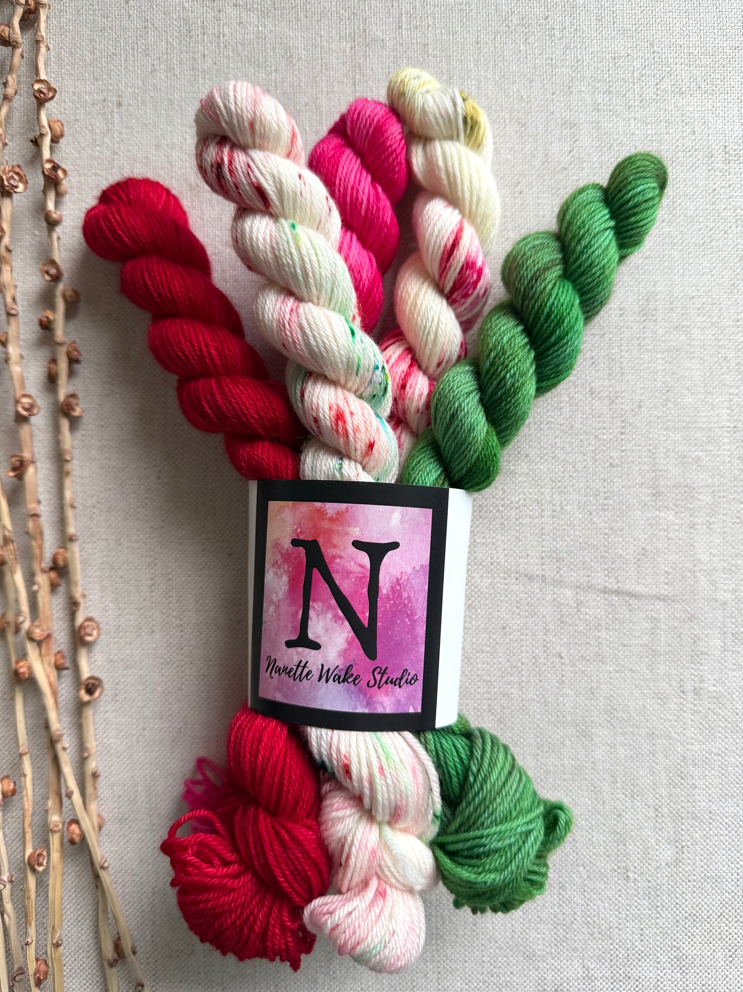 Twinkling Holly - SW Merino Nylon Mini Skein Set