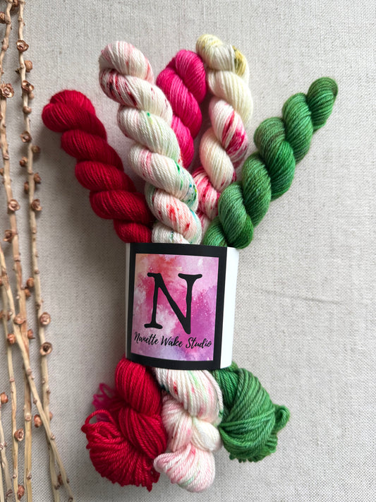 Twinkling Holly - SW Merino Nylon Mini Skein Set