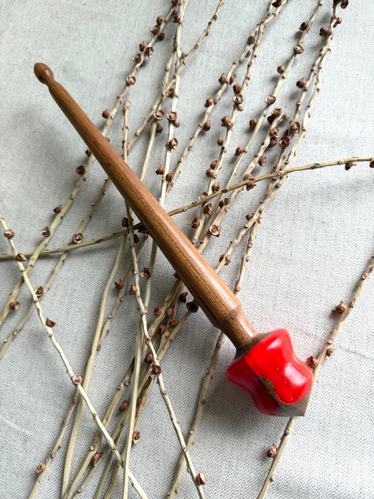 Jotoba Spindle With Neon Coral Resin