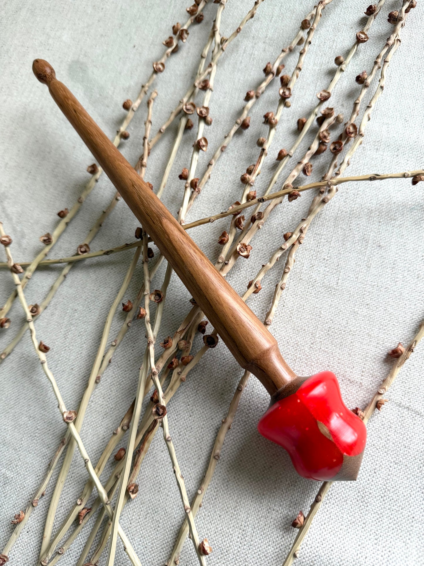 Jotoba Spindle With Neon Coral Resin