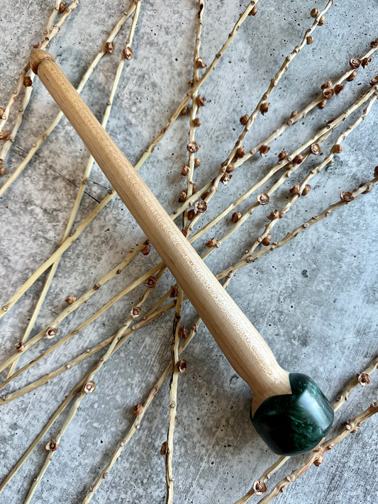 Hard Maple Support Spindle With Emerald Green Resin