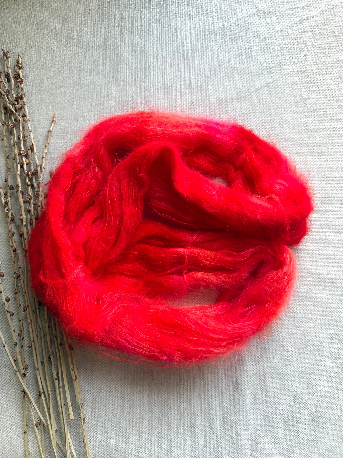Shocking Red Kid Mohair Silk