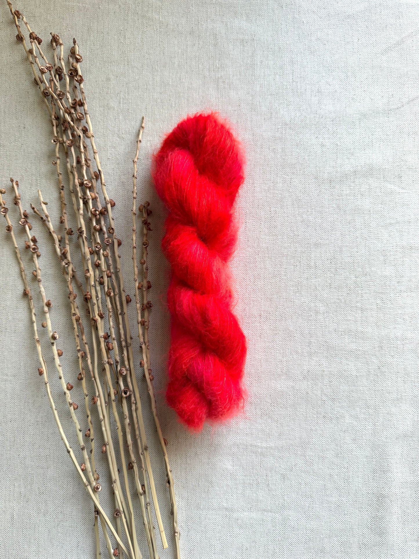 Shocking Red Kid Mohair Silk