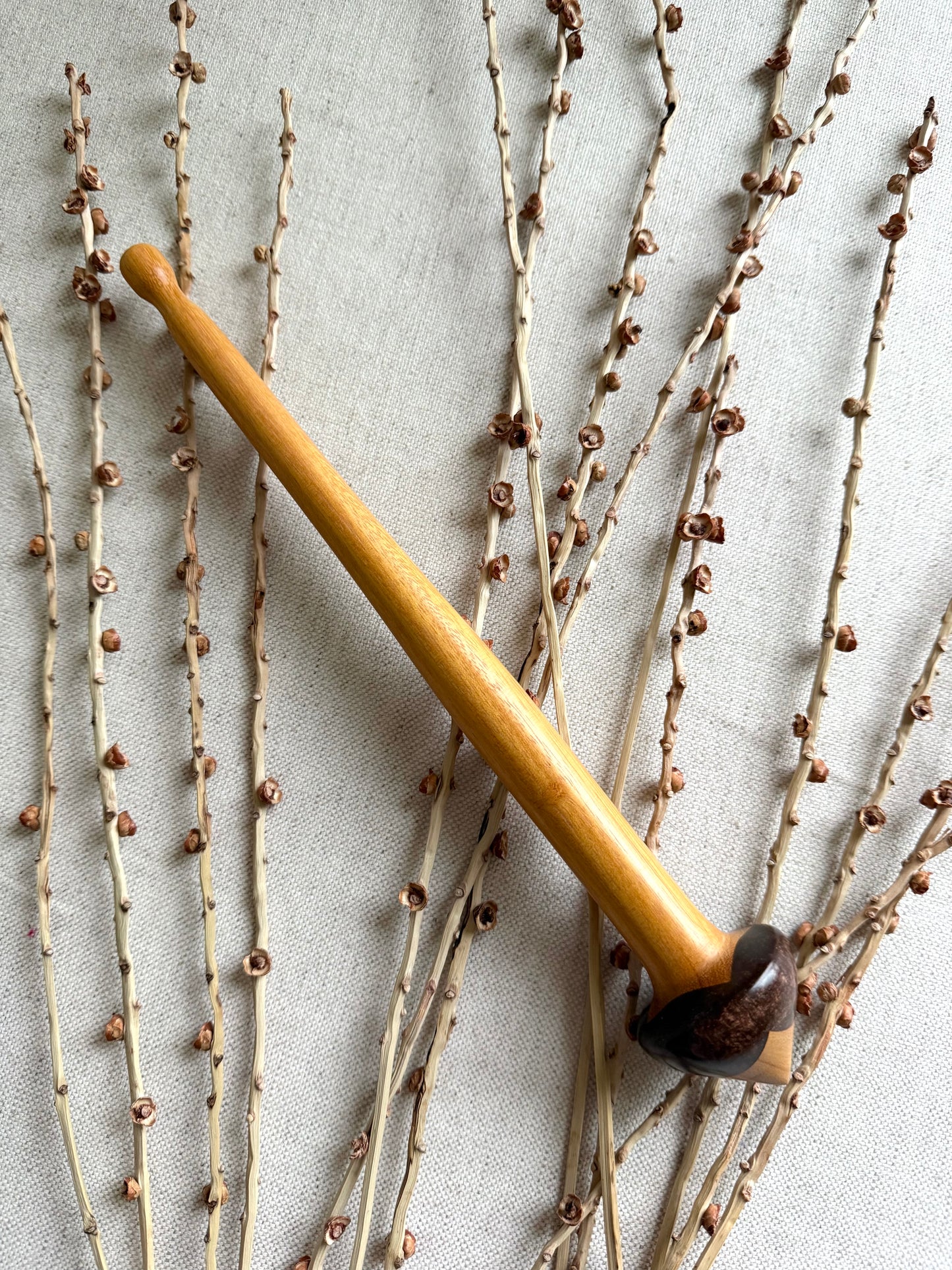Osage Orange Support Spindle With Brown Resin